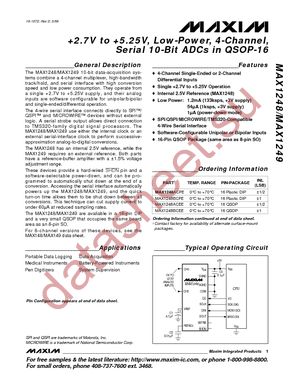 MAX1249BCEE+T datasheet  